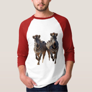 Cartoon Zebras on the Run –Playful Savannah Sleeve T-Shirt