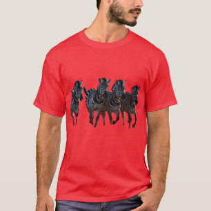 Cartoon Zebras on the Run – Playful Savannah T-Shirt