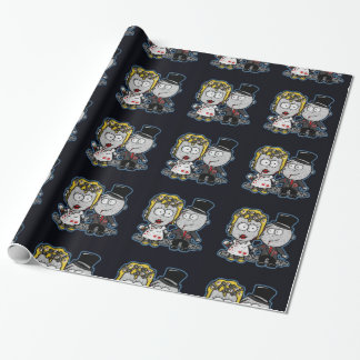 Cartoon Zombie bride and groom wedding gift wrap