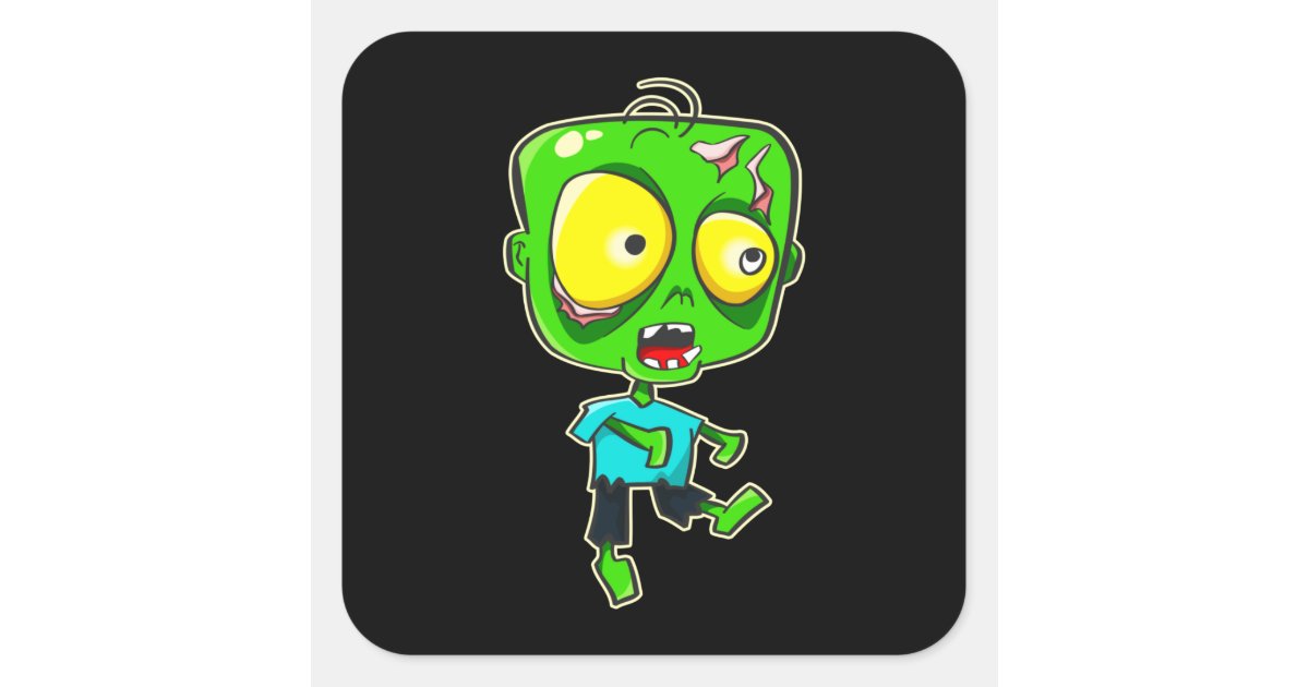 Cartoon Zombie Funny Horror Ghoul Halloween Square Sticker | Zazzle