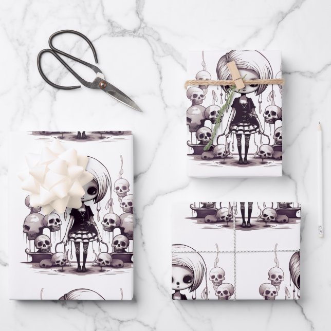 Cartoon zombie Girl Wrapping Paper  (Front)