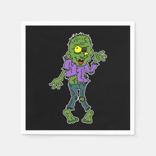 Cartoon Zombie Halloween Party Paper Napkins