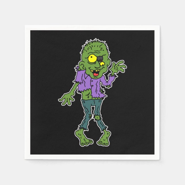 Cartoon Zombie Halloween Party Paper Napkins (Front)