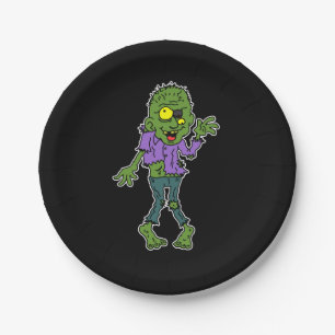 Cartoon Zombie Halloween Party Paper Plates