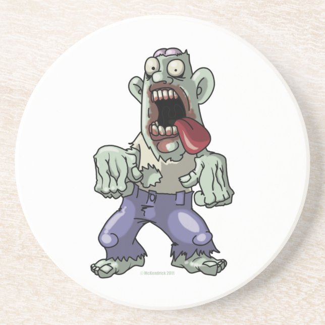 Cartoon Zombie Sandstone Coaster (Front)
