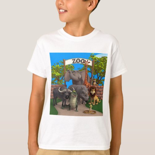 Cartoon Zoo Animals T_Shirt