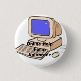 cartoonComputer, Online Help Form Volunteer Pinback Button