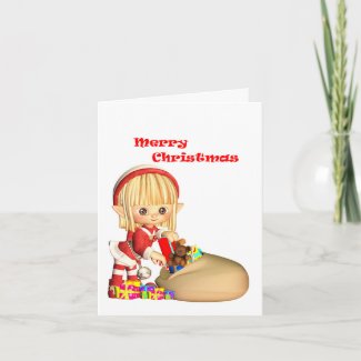 Cartooned Christmas Elf Card