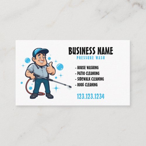 Cartoonish Blue and White Pressure Washer Gun Business Card