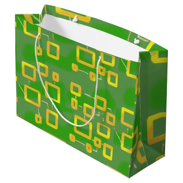 Cartoonish Green Geometric Gift Bag (Back Angled)