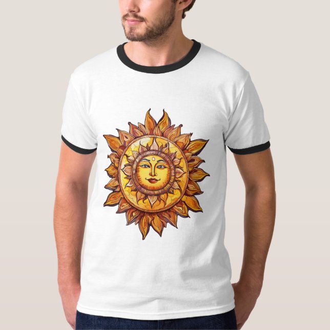 Cartoonish Realistic Sun – Lively Sun Illustration T-Shirt (Front)