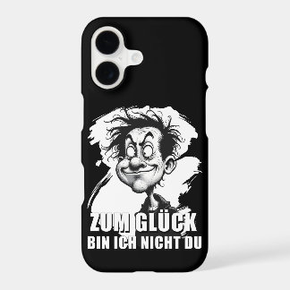 Cartoonkunst mit „Zum Glück…“-Zitat iPhone 17 Case