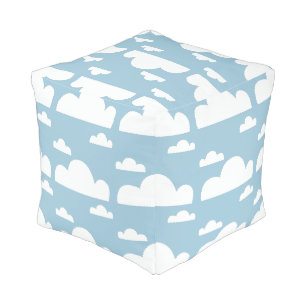 Cartoony Dotted Lines Clouds Custom Pouf