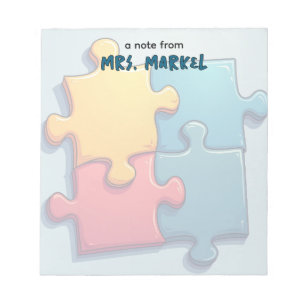 Cartoony Puzzle Pieces Teacher Gift Notepad