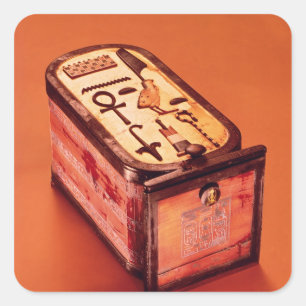 Cartouche-shaped box square sticker