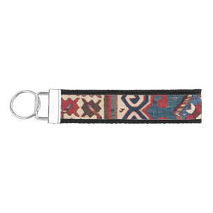 Cartouche Star :: 19th Century Colorful Red Blue Wrist Keychain