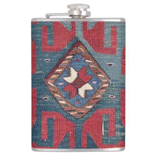 Cartouche Star II 19th Century Colorful Red Blue Flask