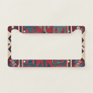 Cartouche Star II 19th Century Colorful Red Blue License Plate Frame