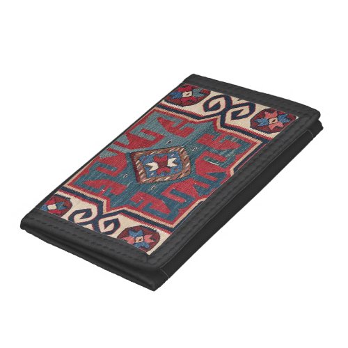 Cartouche Star II 19th Century Colorful Red Blue Trifold Wallet