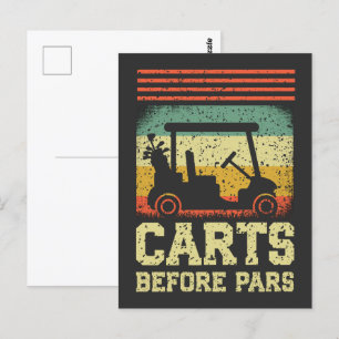 Carts Before Pars Funny Golf Postcard
