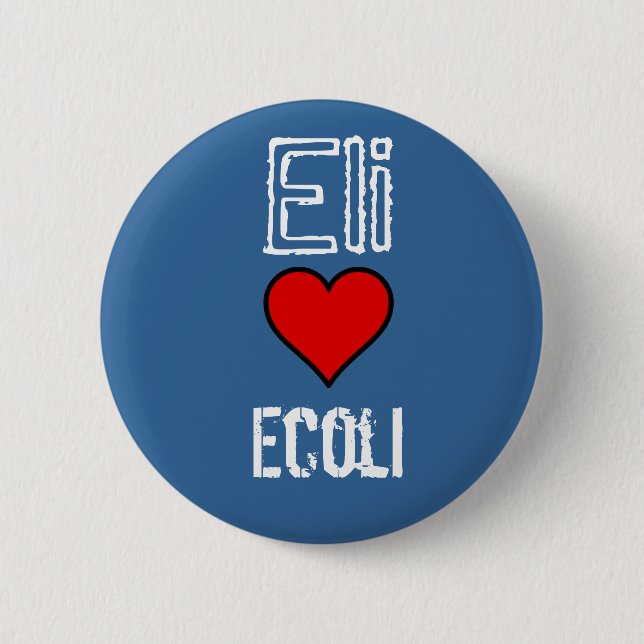cartun hert, Eli, Ecoli Pinback Button (Front)