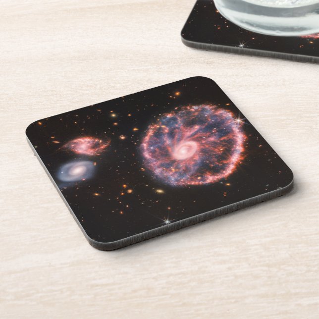 Cartwheel Galaxy, James Webb Space Telescope Beverage Coaster (Left Side)