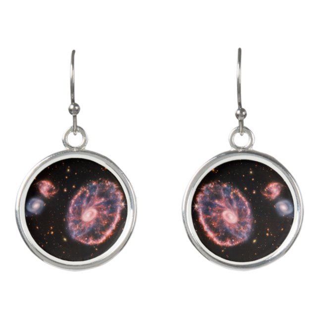 Cartwheel Galaxy, James Webb Space Telescope Earrings (Front)