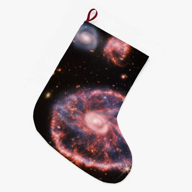 Cartwheel Galaxy, James Webb Space Telescope Large Christmas Stocking (Front (Hanging))
