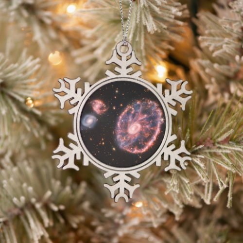 Cartwheel Galaxy James Webb Space Telescope Snowflake Pewter Christmas Ornament