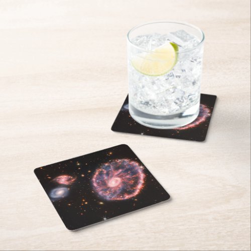 Cartwheel Galaxy James Webb Space Telescope Square Paper Coaster