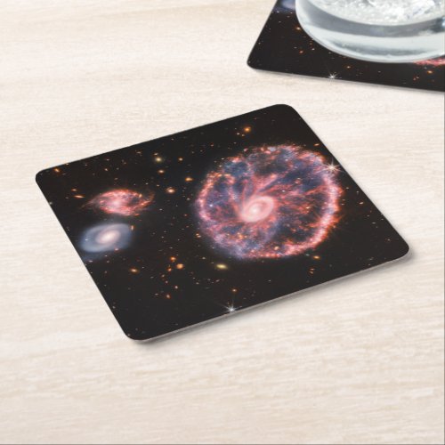 Cartwheel Galaxy James Webb Space Telescope Square Paper Coaster