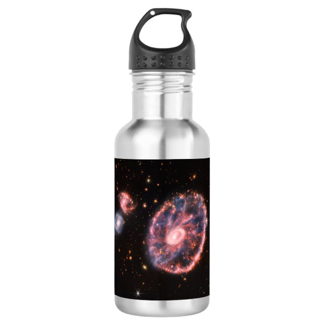 Cartwheel Galaxy, James Webb Space Telescope Stainless Steel Water Bottle (Front)