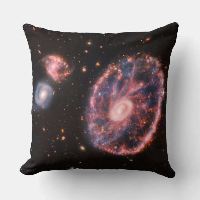 Cartwheel Galaxy, James Webb Space Telescope Throw Pillow (Front)