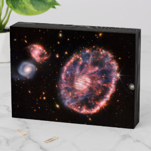 Cartwheel Galaxy, James Webb Space Telescope Wooden Box Sign