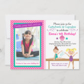 Cartwheels and Cupcakes Gymnastics Birthday Invitation (Front)