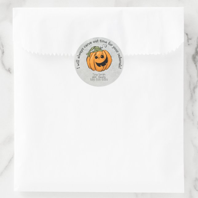 Carve Time for Your Referral Halloween Classic Round Sticker (Bag)
