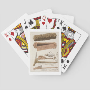 Carved and decorated Aboriginal tools, illustratio Poker Cards