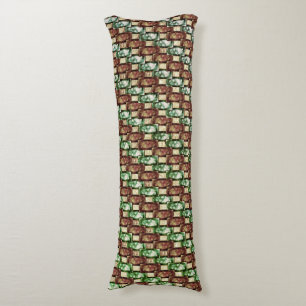 Carved and spotted brown green rectangular pieces body pillow