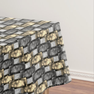 Carved and stained gray golden rectangular pieces tablecloth