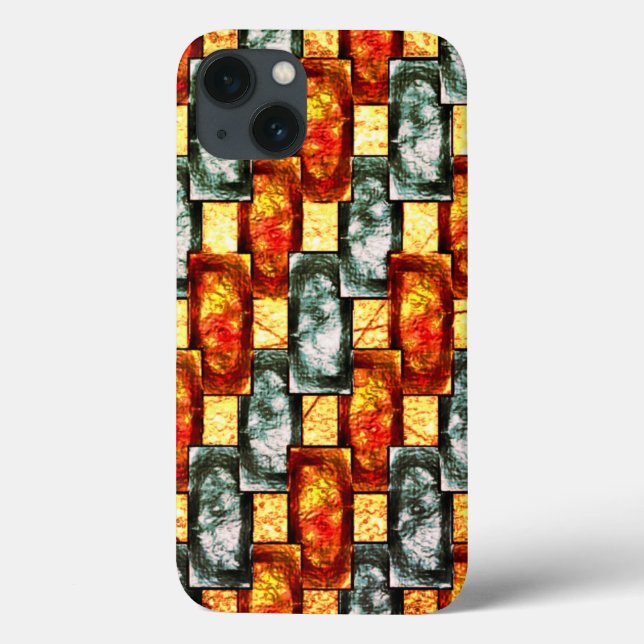 Carved and stained green red rectangular plaques Case-Mate iPhone case (Back)