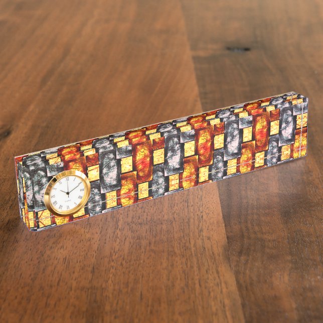 Carved and stained green red rectangular plaques desk name plate (Side)