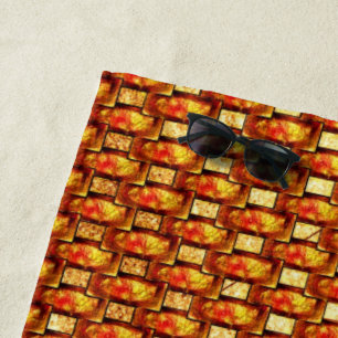 Carved and stained orange brown plates beach towel