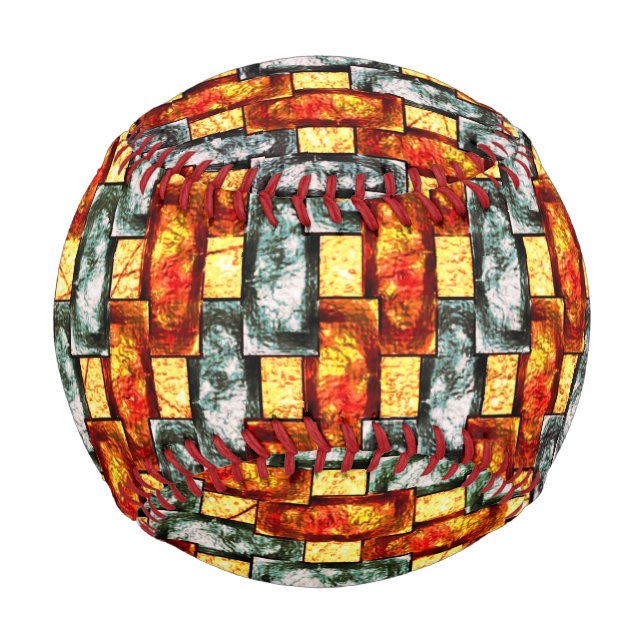 Carved and stained red green rectangular plaques baseball (Back)