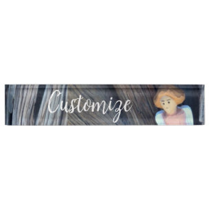 Carved angel in tree Thunder Cove Desk Name Plate