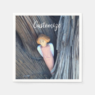 Carved angel in tree Thunder Cove Napkins
