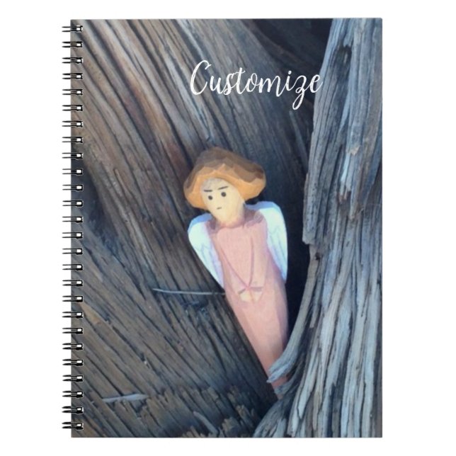 Carved angel in tree Thunder Cove Notebook (Front)