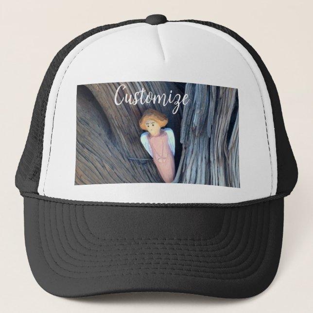 Carved angel in tree Thunder Cove Trucker Hat (Front)