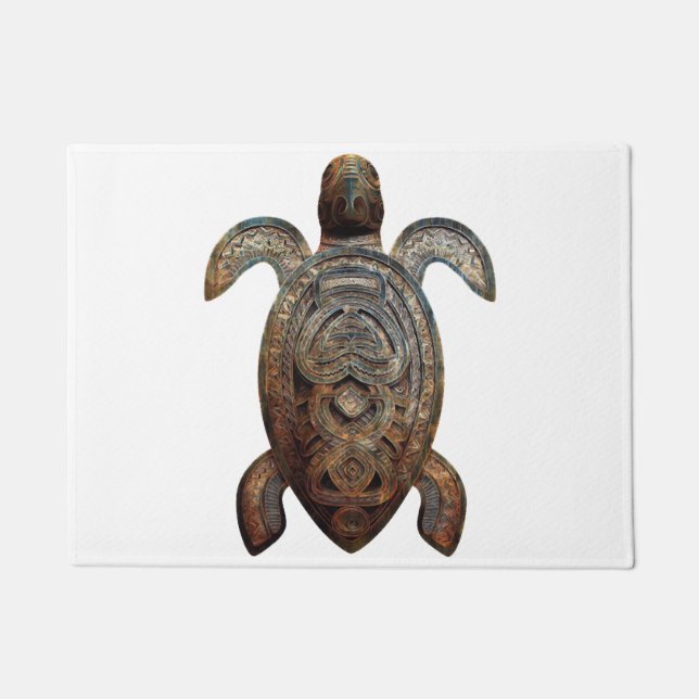 Carved Artistic Sea Turtle Doormat (Front)