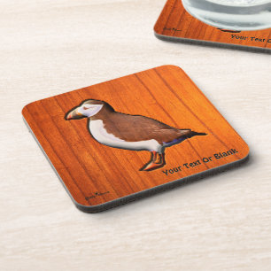 Carved Atlantic Puffin Beverage Coaster