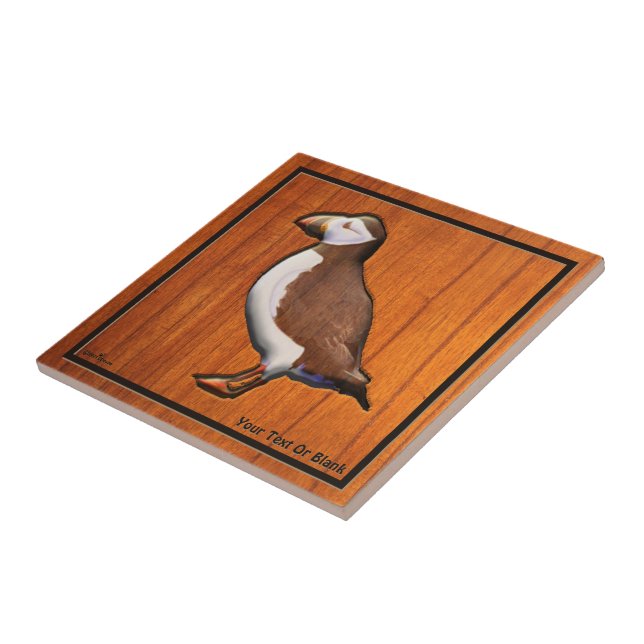 Carved Atlantic Puffin Ceramic Tile (Side)